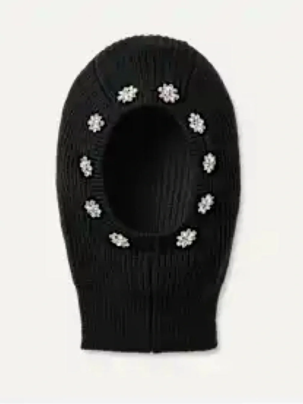 Ugg Black Knit Balaclava with Crystal Flower Accents
